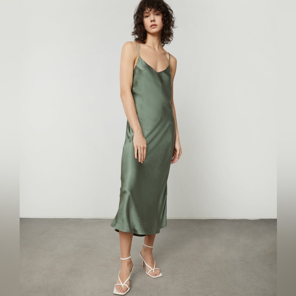 NWT Oak + Fort Midi Slip Dress | Sage Green | size S